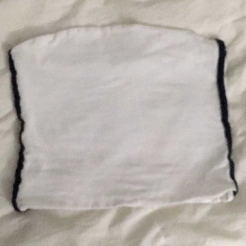 Brandy Melville white with blue stripes tube top.